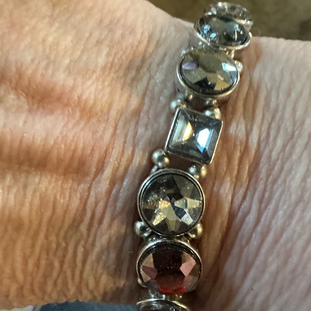 Silver-Tone Crystal Link Bracelet - Gray Crystals